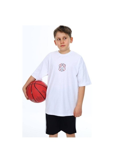 Ekkokids Erkek Çocuk Ny Baskılı Tshirt-14541 Beyaz