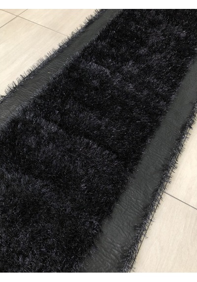Saray Halı Simli Deri 80X300 Siyah Derili Simli Yolluk 3 Metre !