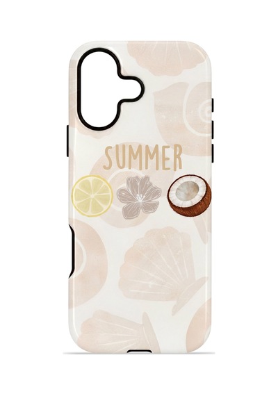 Apple iPhone Uyumlu 16 Vorian Çift Katmanlı Kılıf Coconut Summer Notes
