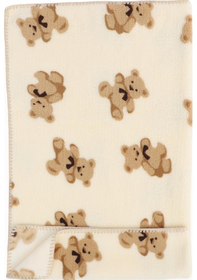 Bebitof Sevimli Ayıcıklar Desenli 90x100 Cm Peluş Bebek Battaniye Bbtf.ekr.95076 Ekru