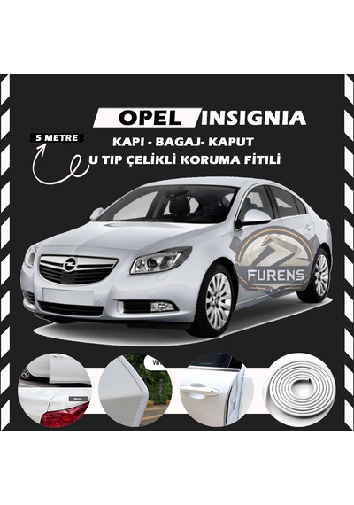Opel İnsignia Oto Araç Kapı Koruma Fitili 5metre Parlak Beyaz Renk