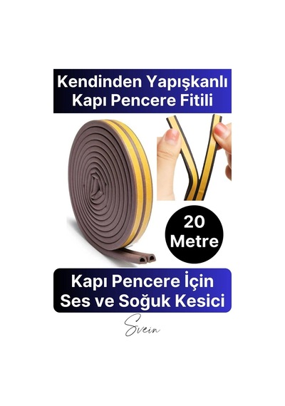 Kapı Pencere Fitili Soğuk İzolasyon Bandı Kendinden Yapışkanlı Güçlü Kauçuk Yalıtım Bant 2x10 20 Mt 0.5