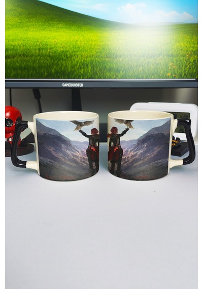 Diluc Genshin İmpact Baskılı Seramik Lüks Kupa 1 Adet Özel Siyah Kulp Dalga Kulp V3d Çok Renkli