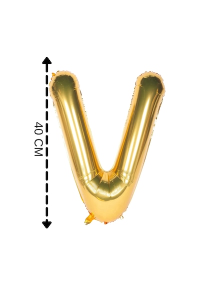 Folyo Balon V Harfi Helyum Balon 40 Cm Gold Renk Altın