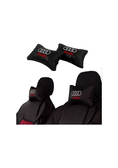 Audi Araca Özel Nakışlı Oto Deri Boyun Yastığı
