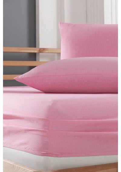 Valezium Tek Kişilik Akfil Kumaş Lastikli Fıtted Yastıklı Çarşaf Seti 100x200 Pembe Pembe