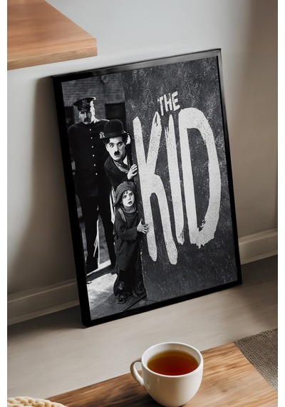 Charlie Chaplin The Kid Siyah Ahşap Çerçeveli Poster, Dekoratif Film Duvar Tablosu