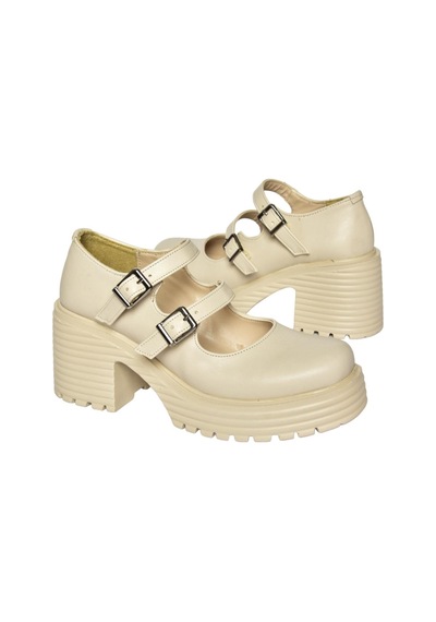Fox Shoes R996055009 Bej Kalın Topuklu Kadın Ayakkabı Bej