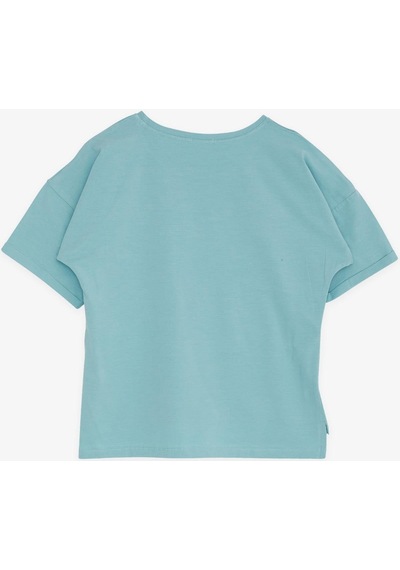 Breeze Kız Çocuk Tişört Havalı Rockçı Kız Baskılı 9-16 Yaş, Mint Yeşili-Mint Yeşili Mint