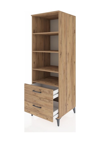 Kronos Dolap 4 Raflı 2 Çekmeceli 60x59x182 Çam-çam Çam