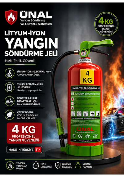 4 Kg Elektrikli Araç Lityum Yangın Söndürücü Kkt Yangın Tüpü Araç Garaj