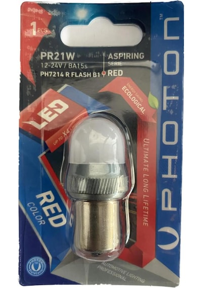 Photon P21w Tek Duy Çakar Kırmızı Flash 12-24v Ph7213r 1 Adet