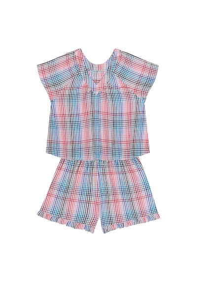 Denokids Pembe Günbatımı Kısa Kollu Bluz Şort Set