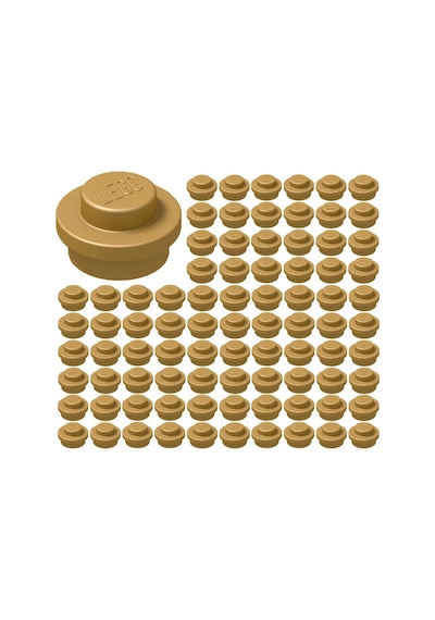 Yedek Parçalar: Plate Round: 100 Adet 1x1 Plate Round Parts Altın Sarısı - Pearl Gold 4073