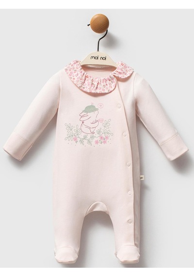 Moi Noi Baby Moi Noi 3lü Şapkalı Baskılı 0-3 Ay Tulum - Pembe