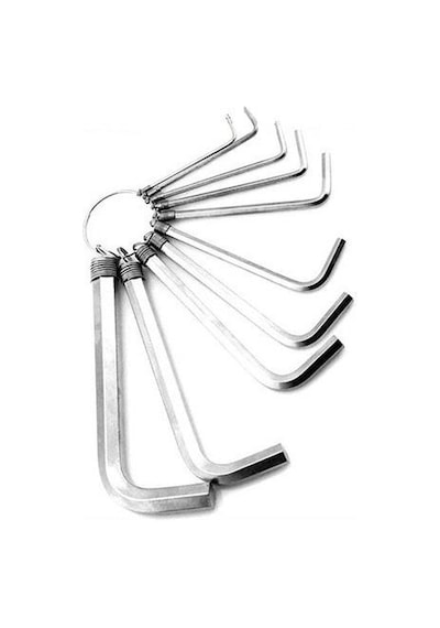 Zhltools 10 Parça Çelik Alyan Seti Kısa Düz Köşe Alyan Anahtar Takımı