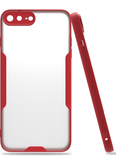 Apple iPhone  Uyumlu,  7 Plus Kılıf Platin Silikon - Kırmızı