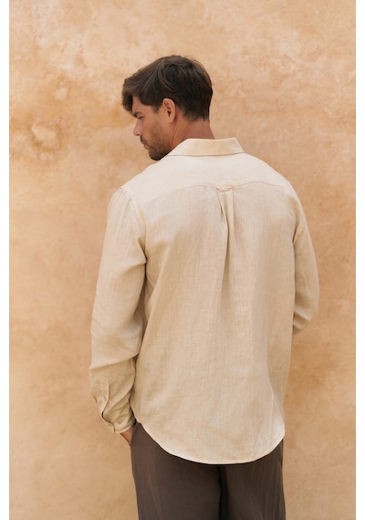 Mai Collection Mai Studios Co. Agnola Oversize Erkek Taş Keten Gömlek Taş