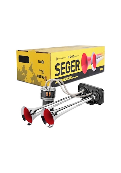 Seger-85kh Fala Fala Kompresörlü Korna 12v, Krom Borulu, Melodili