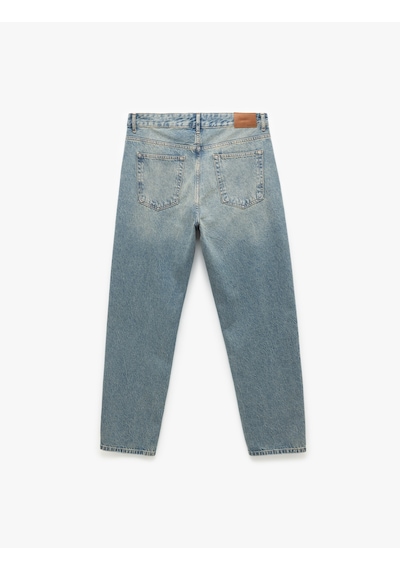Koton Pamuklu Normal Bel Vintage Straight Fit Jean Pantolon Petrol 6wam40078nd PETROL