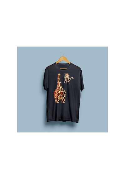 Bahriyeli Collection Oversize Zürafa Tasarım Unisex T-shirt Siyah