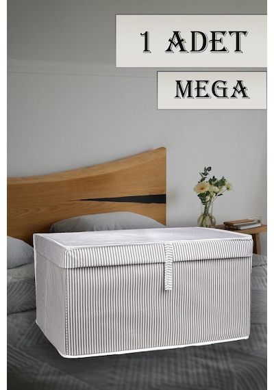 Adarya Home 1 Adet Kapaklı Kutu Hurç 60x40x30 Mega Boy Gri