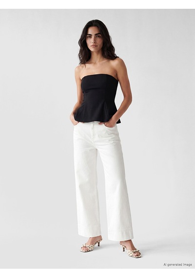 Lcw Vision Siyah Straplez Yaka Peplum Korse Bluz