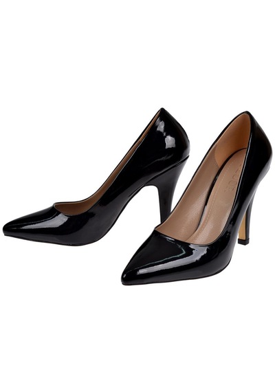 Pullman Floor 10 Cm Topuklu Kadın Ayakkabı Stiletto Mak-437 Siyah Rugan