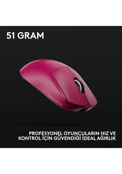 Logitech G Pro X Superlıght 2c Hafif Hero 2 Sensör 32.000 Dpı Lıghtspeed Kablosuz Oyuncu Mouse - Pembe 910-007539