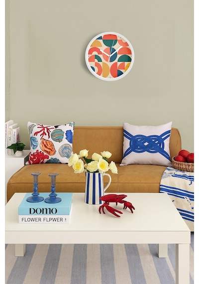 Geometrik Desenli Modern Tasarım Duvar Saati - 25cm - Önü Camlı Beyaz Kasa - Sessiz Mekanizma-jh0550 Beyaz