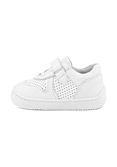 Rakerplus Bob Hakiki Deri Beyaz Barefoot Beyaz Tabanlı Cırtlı Bebek Sneaker Ayakkabı Beyaz