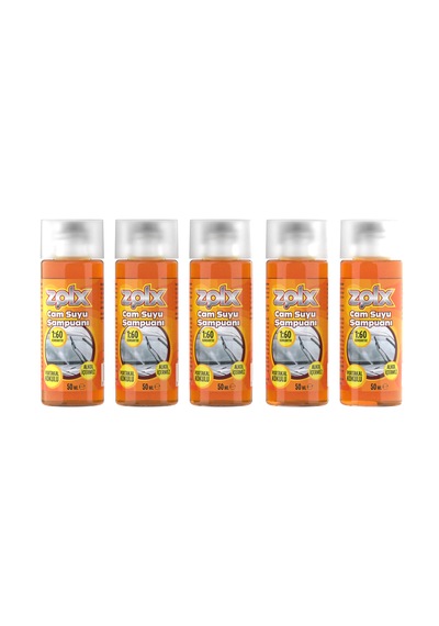 Zolx Portakal Kokulu Konsantre Oto Cam Suyu Şampuanı 50 Ml 5 Adet 1:60 Yoğun Formül