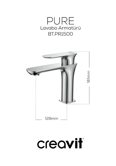 Creavit Pure Lavabo Banyo Eviye Bataryası 3'lü Set PR1500-PR2500-PR8501 Krom