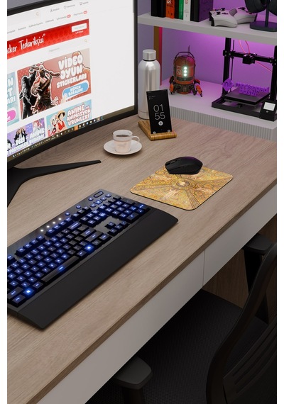 Ortaçağ Sanat Kaymaz Dikişli Kauçuk Oyuncu Mousepad V4 - 22x18 Gaming Mouse Pad Fare Altlığı