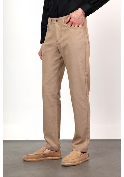 İmza Koyu Bej 5 Cep Slim Fit Pamuklu Pantolon 1003260170