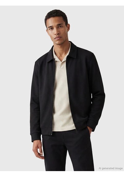 Lcw Vision Siyah Polo Yaka Erkek Fermuarlı Sweatshirt