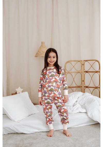 Mantar Baskılı Color Shapes Çocuk Pijama Seti Pembe