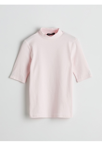 Lcw Modest Pembe Dik Yaka Kadın Fitilli Tişört