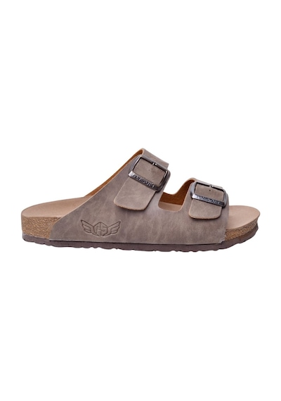 Fly Soft S902.002 Unısex Çift Tokalı Mantar Taban Comfort Terlik Vizon Siyah