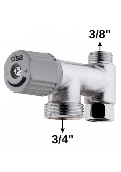 Cisa Çift Çıkışlı Ara Musluk 3/4" X 3/8" Çamaşır Makinesi Ve Taharet Musluğu Bağlantısı Krom Hat Alma