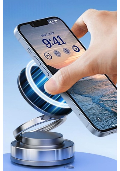 Buffer Vakumlu Manyetik Telefon Tutucu Güçlü Vakum 360 Döner Araç İçi Telefon Standı, Ultra Sabit Manyet 1