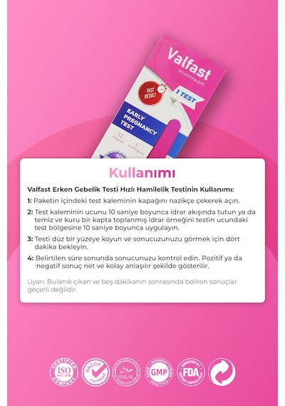 Erken Gebelik Testi Hızlı Hamilelik Testi 1 Adet Gizli Gönderim