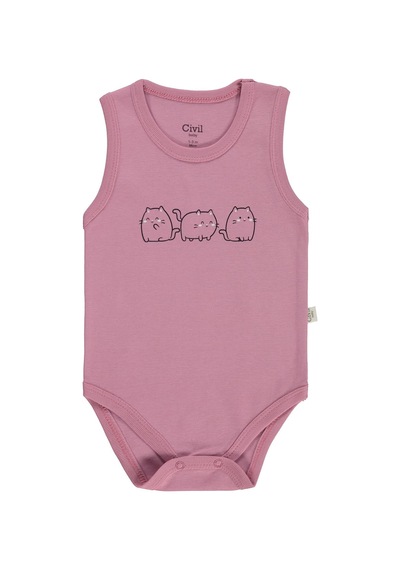 Civil Baby Kedi Empirmeli 3 Lü 0-36 Ay Çıtçıtlı Badi - Beyaz