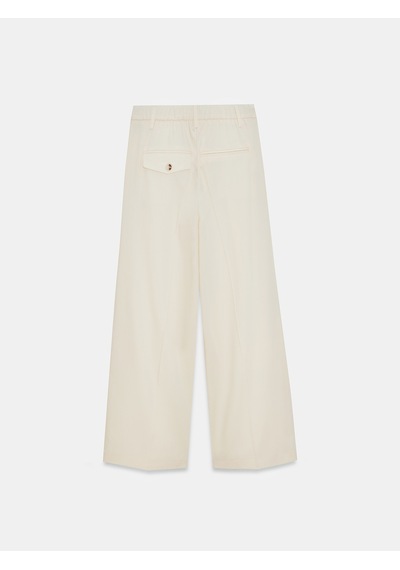 Dilvin 72657 Pileli Geniş Paça Pantolon-ekru