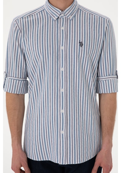 U.s. Polo Assn. Erkek Mavi Gömlek Desenli 50306326-vr036 Mavi