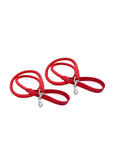 Desingshop 2li Deri Örgü Köpek Gezdirme Kayışı 90cm Kırmızı dsg43