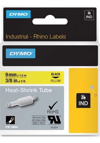 Dymo Rhino Pro Isıyla Küçülen Şerit 9Mm X 1.5M Sarı/Siyah 18054