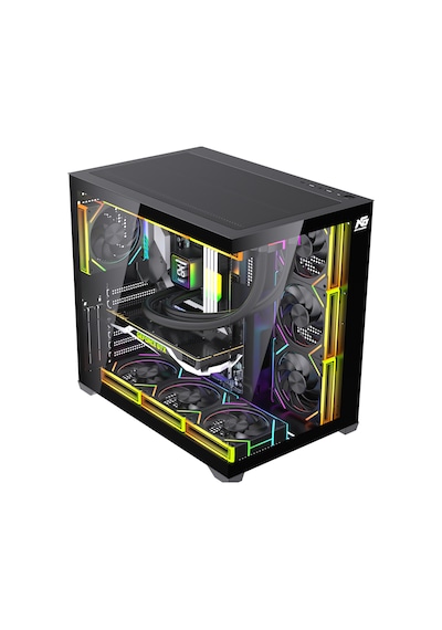 Alpha Neon 7x Argb Fan Kumanda Ve Kontrolcü Atx Boş Bilgisayar Kasası Siyah