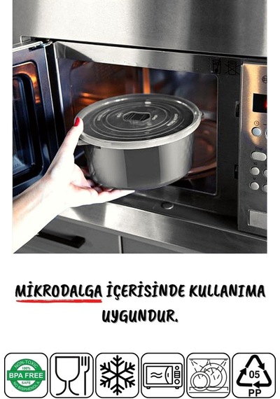 Nandy Home Mikrodalga Ve Difrizde Kullanılabilen Saklama Kabı Seti Yuvarlak 12'Li Antrasit Çok Renkli