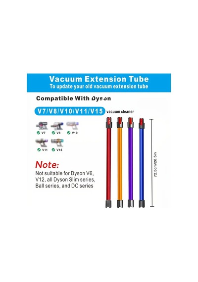 V7 V8 V10 İle Uyumlu Uzatma Borusu Kırmızı 73cm